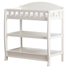 Load image into Gallery viewer, Modern White Wooden Baby Changing Table with Safety Rail Pad and Strap