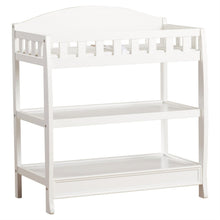 Load image into Gallery viewer, Modern White Wooden Baby Changing Table with Safety Rail Pad and Strap