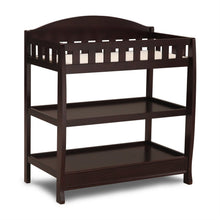 Load image into Gallery viewer, Modern Dark Brown Wooden Baby Changing Table with Safety Rail Pad and Strap