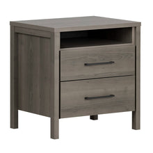 Load image into Gallery viewer, Modern Grey 2 Drawer Nightstand Cubby Storage Shelf