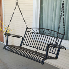 Load image into Gallery viewer, Wrought Iron Outdoor Patio 4-Ft Porch Swing in Black