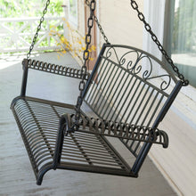 Load image into Gallery viewer, Wrought Iron Outdoor Patio 4-Ft Porch Swing in Black