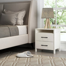 Load image into Gallery viewer, Modern 2-Drawer Nightstand with Open Shelf in Ivory Wood Finish