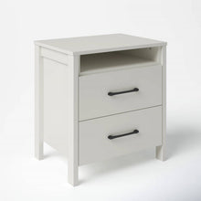 Load image into Gallery viewer, Modern 2-Drawer Nightstand with Open Shelf in Ivory Wood Finish