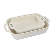 Load image into Gallery viewer, 2 Piece Ceramic Stoneware Baking Dish Set in Ivory Cream Beige