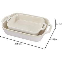 Load image into Gallery viewer, 2 Piece Ceramic Stoneware Baking Dish Set in Ivory Cream Beige