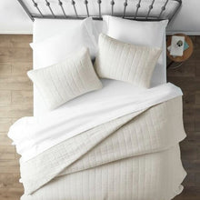 Load image into Gallery viewer, 3 Piece Microfiber Farmhouse Coverlet Bedspread Set Ivory, Full/Queen