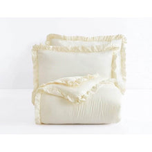 Load image into Gallery viewer, Oversized King Ivory Microfiber 3-Piece Comforter Set with Ruffled Edge Trim