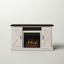 Load image into Gallery viewer, FarmHouse Rustic Ivory/Espresso TV Entertainment Electric Fireplace