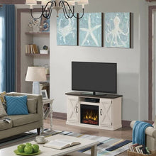 Load image into Gallery viewer, FarmHouse Rustic Ivory/Espresso TV Entertainment Electric Fireplace