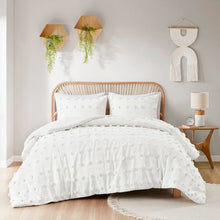 Load image into Gallery viewer, Full/Queen 3-Piece Ivory Pompom Microfiber Comforter Set