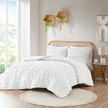 Load image into Gallery viewer, Full/Queen 3-Piece Ivory Pompom Microfiber Comforter Set