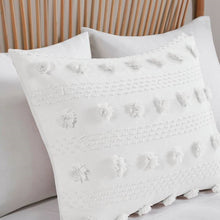 Load image into Gallery viewer, Full/Queen 3-Piece Ivory Pompom Microfiber Comforter Set