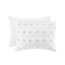 Load image into Gallery viewer, Full/Queen 3-Piece Ivory Pompom Microfiber Comforter Set