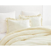 Load image into Gallery viewer, Oversized Queen Ivory Microfiber 3-Piece Comforter Set with Ruffled Edge Trim