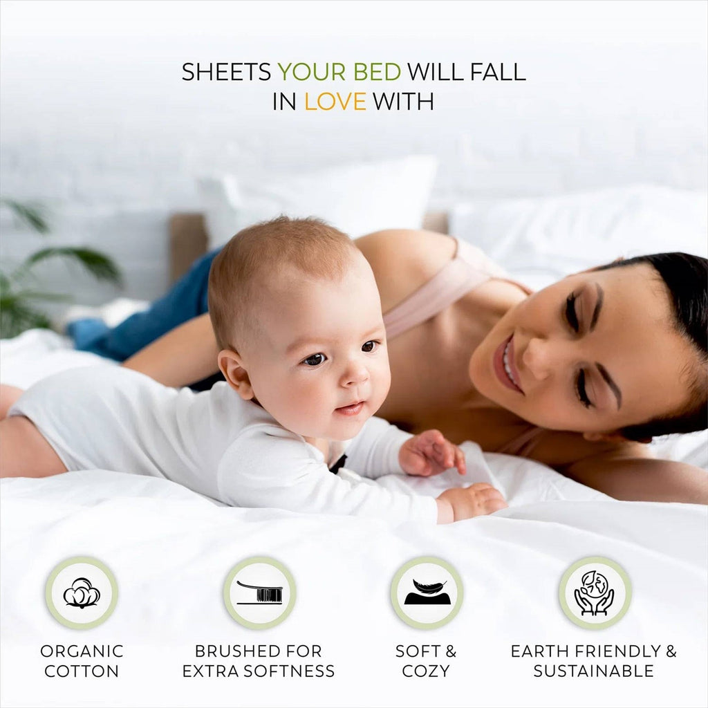 Twin Ivory Beige Off-White Cream 100-Percent Certified Organic Cotton Sheet Set