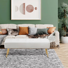 Load image into Gallery viewer, Modern Bed Bench Ottoman with White Ivory PU Leather Seat and Gold Metal Legs