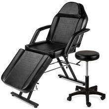 Load image into Gallery viewer, Black Adjustable Massage Bed Salon Chair w/ Hydraulic Stool