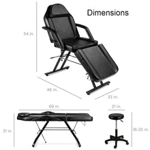 Load image into Gallery viewer, Black Adjustable Massage Bed Salon Chair w/ Hydraulic Stool
