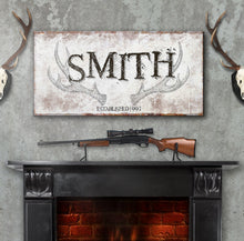 Load image into Gallery viewer, Rustic Family Antler Sign