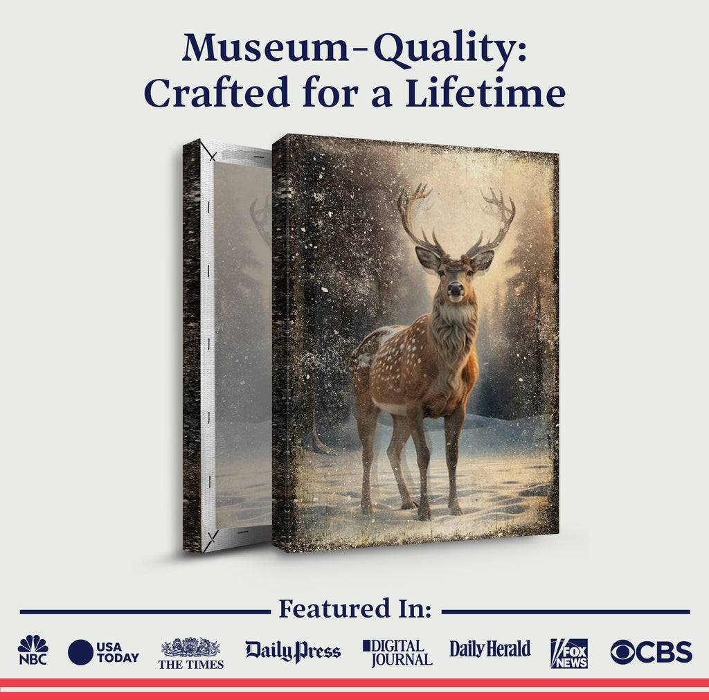 Vintage Winter Deer Christmas Wall Art IV