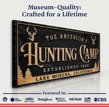 Load image into Gallery viewer, Personalized Family Hunting Camp Sign