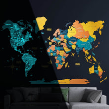 Load image into Gallery viewer, 3D Luminous Colored Wooden World Map Indie