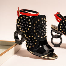 Load image into Gallery viewer, The Infanta Black Spike Leather Ankle Strap Women Sandal