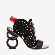Load image into Gallery viewer, The Infanta Black Spike Leather Ankle Strap Women Sandal