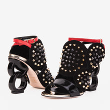 Load image into Gallery viewer, The Infanta Black Spike Leather Ankle Strap Women Sandal