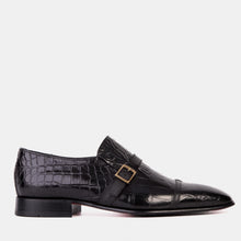 Load image into Gallery viewer, The Strat Single Monk Strap Cap Toe Black Leather Handmade Men Shoe