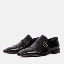 Load image into Gallery viewer, The Strat Single Monk Strap Cap Toe Black Leather Handmade Men Shoe