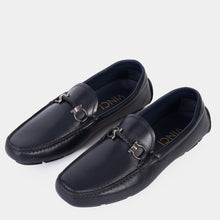 Load image into Gallery viewer, Pavia Navy Blue Leather Bit Drive Loafer Men Shoe