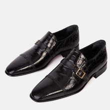 Load image into Gallery viewer, The Strat Single Monk Strap Cap Toe Black Leather Handmade Men Shoe