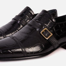 Load image into Gallery viewer, The Strat Single Monk Strap Cap Toe Black Leather Handmade Men Shoe