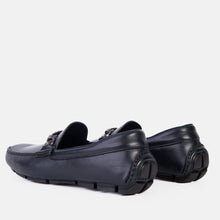 Load image into Gallery viewer, Pavia Navy Blue Leather Bit Drive Loafer Men Shoe