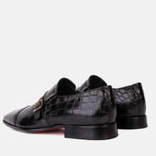 Load image into Gallery viewer, The Strat Single Monk Strap Cap Toe Black Leather Handmade Men Shoe