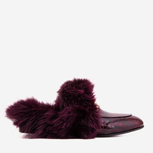 Load image into Gallery viewer, The Izmir Burgundy  Patent Leather Natural Fur Women Slipper