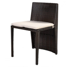 Load image into Gallery viewer, 3 Piece Compact Espresso/White Wicker Patio Cushioned Outdoor Chair Table Set