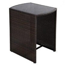 Load image into Gallery viewer, 3 Piece Compact Espresso/White Wicker Patio Cushioned Outdoor Chair Table Set
