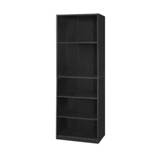 Load image into Gallery viewer, 71-inch Tall 5-Shelf Bookcase in Black Wood Finish