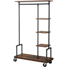 Load image into Gallery viewer, Farmhouse 5 Tier Laundry Pipe Garment Closet Rack Wheels