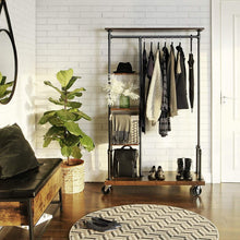 Load image into Gallery viewer, Farmhouse 5 Tier Laundry Pipe Garment Closet Rack Wheels