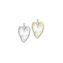 Load image into Gallery viewer, Hammered Edge Acrylic Heart with Pearl Charm , Sku#JL202
