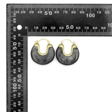 Load image into Gallery viewer, Vintage Style Marbled Resin U-Hoop Earrings with Gold Detailing, Sku#JL210