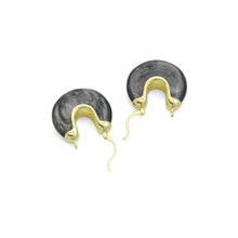 Load image into Gallery viewer, Vintage Style Marbled Resin U-Hoop Earrings with Gold Detailing, Sku#JL210