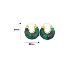 Load image into Gallery viewer, Vintage Style Marbled Resin U-Hoop Earrings with Gold Detailing, Sku#JL210