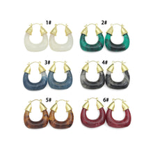 Load image into Gallery viewer, Geometric Arylic Hoop Earrings with Gold Accents, Sku#JL211