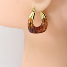 Load image into Gallery viewer, Geometric Arylic Hoop Earrings with Gold Accents, Sku#JL211