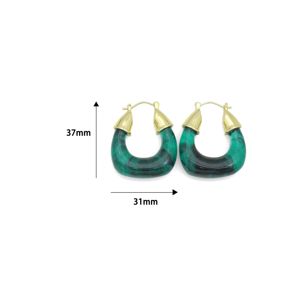 Geometric Arylic Hoop Earrings with Gold Accents, Sku#JL211